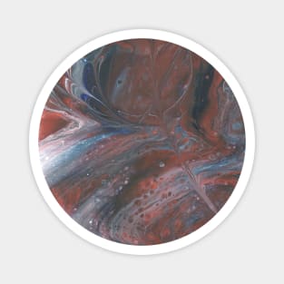 Marbling design in Reds, Blacks and Whites Magnet